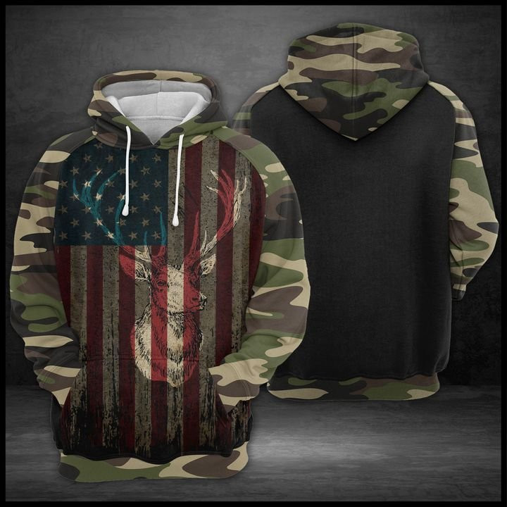 Us Flag Deer Hunting 3D All Over Print Hoodie, Zip Hoodie