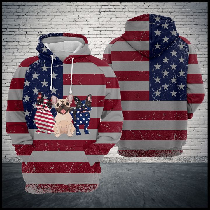 Us Flag French Bulldog 3D All Over Print Hoodie, Zip Hoodie