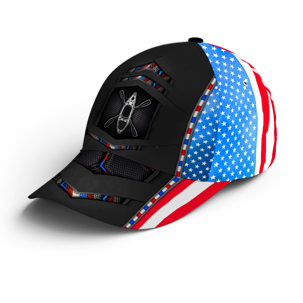 US Flag Kayaking Baseball Cap For Kayak Lovers Future Tech Style Trucker Hats Custom Hats Gifts For Men & Women