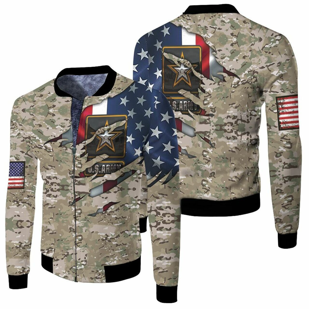 Us Flag Us Army Alled Style 3D All Over Print Hoodie, Zip Hoodie