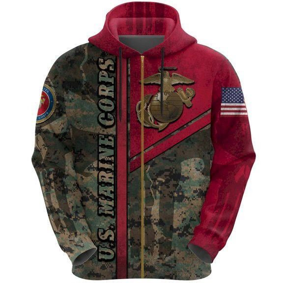 Us Marine Corps 3D All Over Print Hoodie, Zip Hoodie