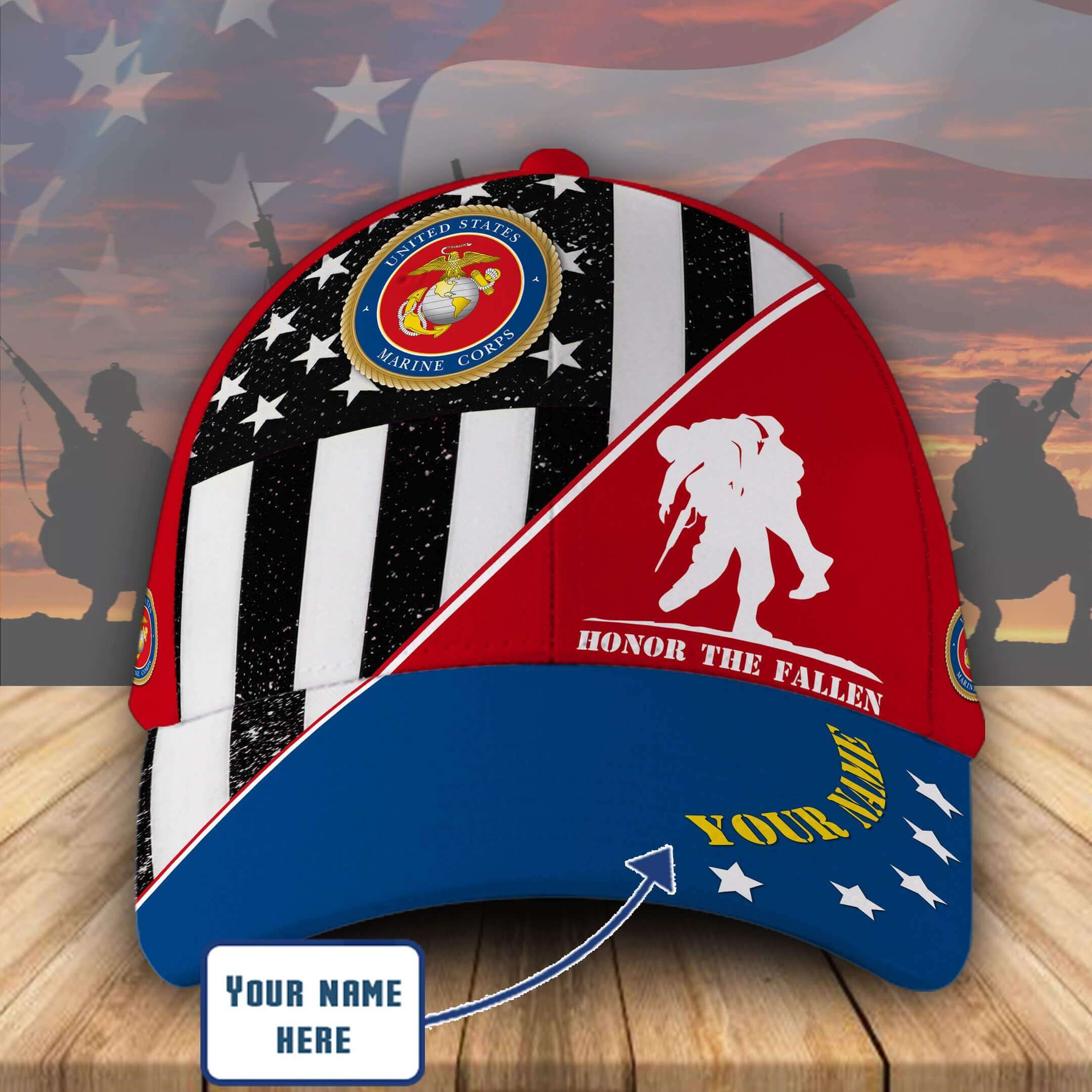 US Marines Baseball Cap USMC Hat Personalized Name Honor The Fallen USMC Trucker Hat Trucker Hats Custom Hats Gifts For Men & Women