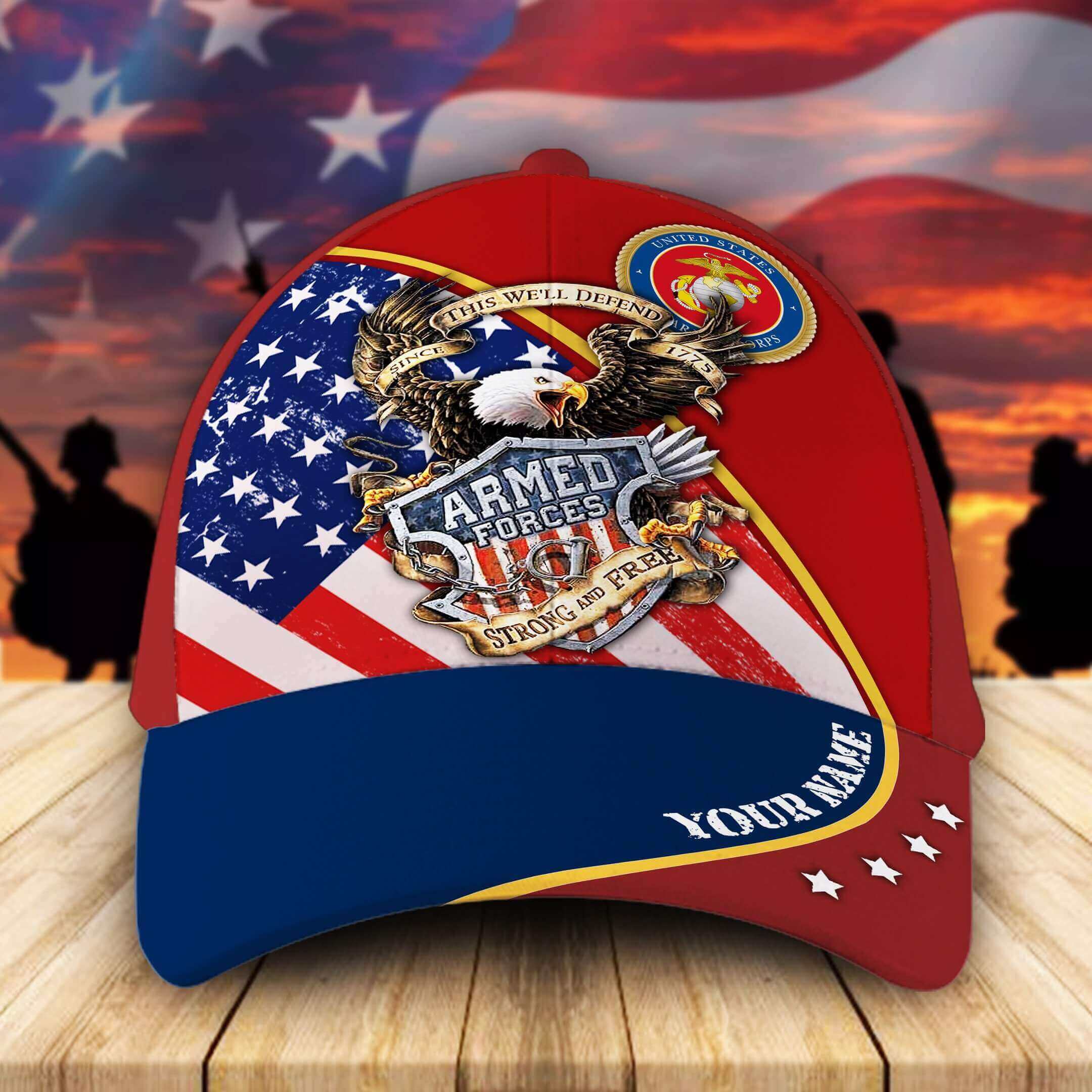 US Marines Baseball Cap USMC Hat This We'll Defend Since 1775 Armed Forces US Marines Cap Trucker Hats Custom Hats Gifts For Men & Women