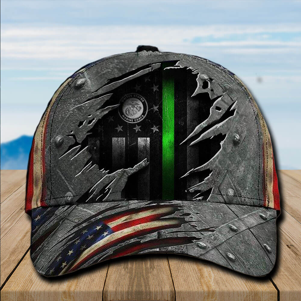 US Marines Baseball Cap USMC Hat USMC US Flag Thin Green Line USMC Trucker Hat Trucker Hats Custom Hats Gifts For Men & Women