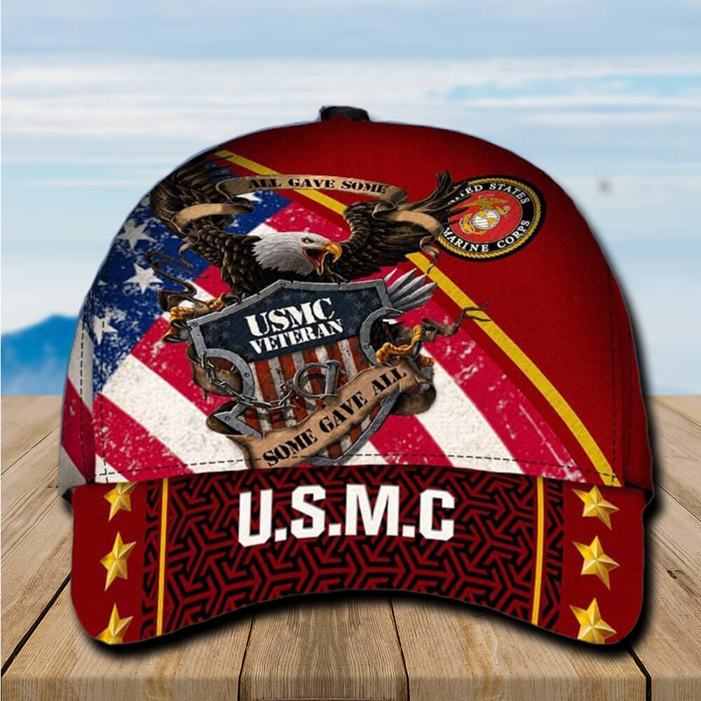 US Marines Baseball Cap USMC Hat USMC Veteran All Gave Some Some Gave All Eagle US Flag Marine Corps Veteran Hat Trucker Hats Custom Hats Gifts For Men & Women