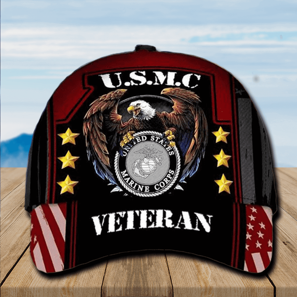 US Marines Baseball Cap USMC Hat USMC Veteran Eagle Flag Design USMC Veteran Hat Trucker Hats Custom Hats Gifts For Men & Women