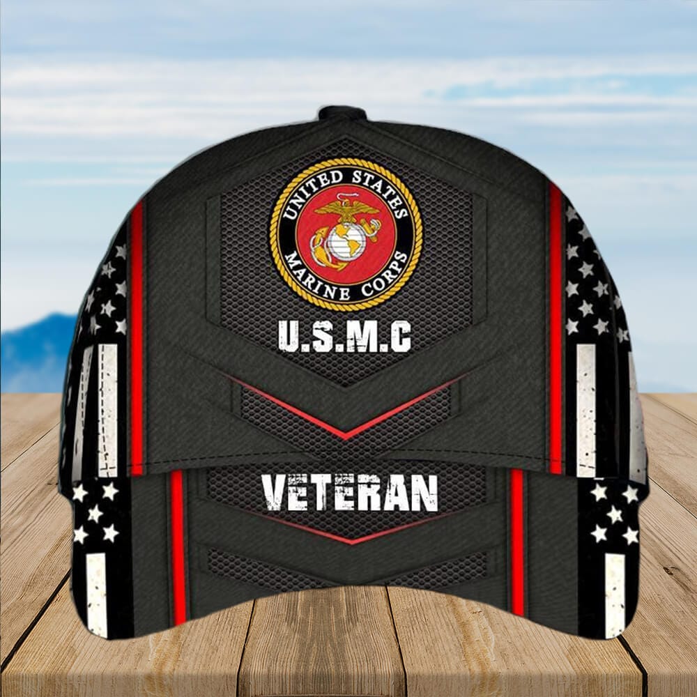 US Marines Baseball Cap USMC Hat USMC Veteran US Flag Design Marine Veteran Hat Trucker Hats Custom Hats Gifts For Men & Women