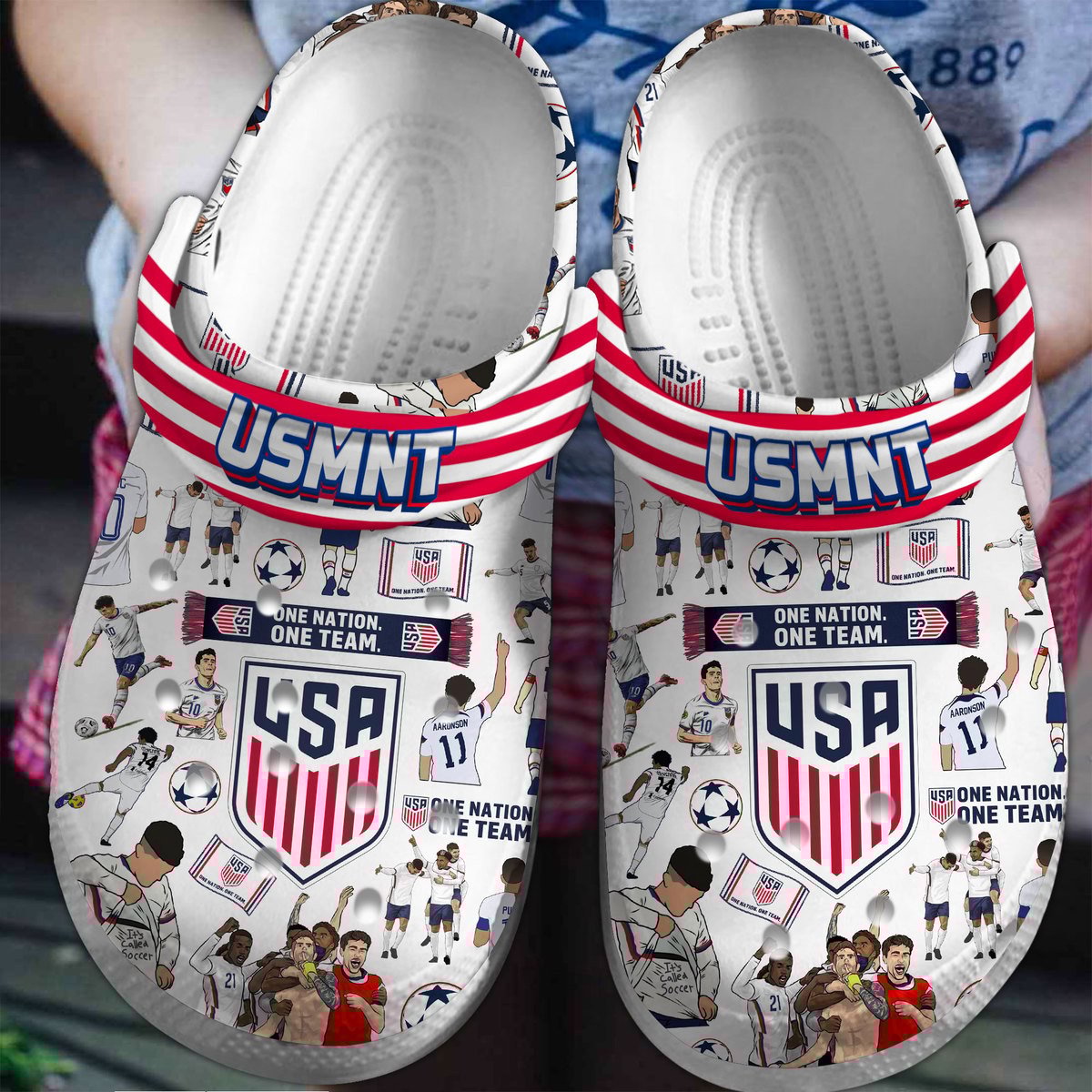 US Men's National Soccer Team Premium Crocs Crocband Clogs Shoes Comfortable For Men Women and Kids
