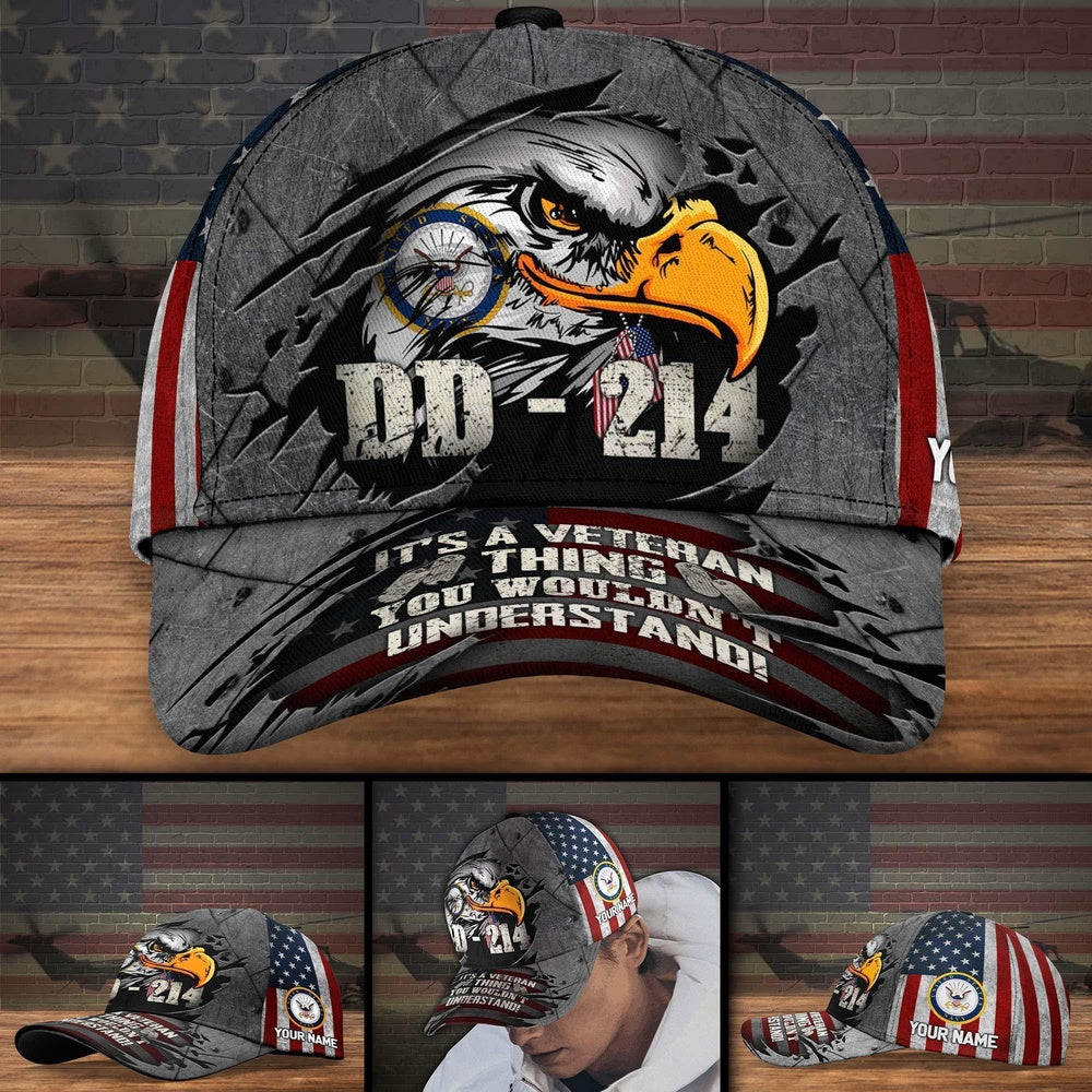 Us Navy Ball Caps, US Navy DD 214 It's A Veteran Thing, You Wouldn't Understand Veteran Militarty Hat Cap, Custom Cap Trucker Hats Custom Hats Gifts For Men & Women