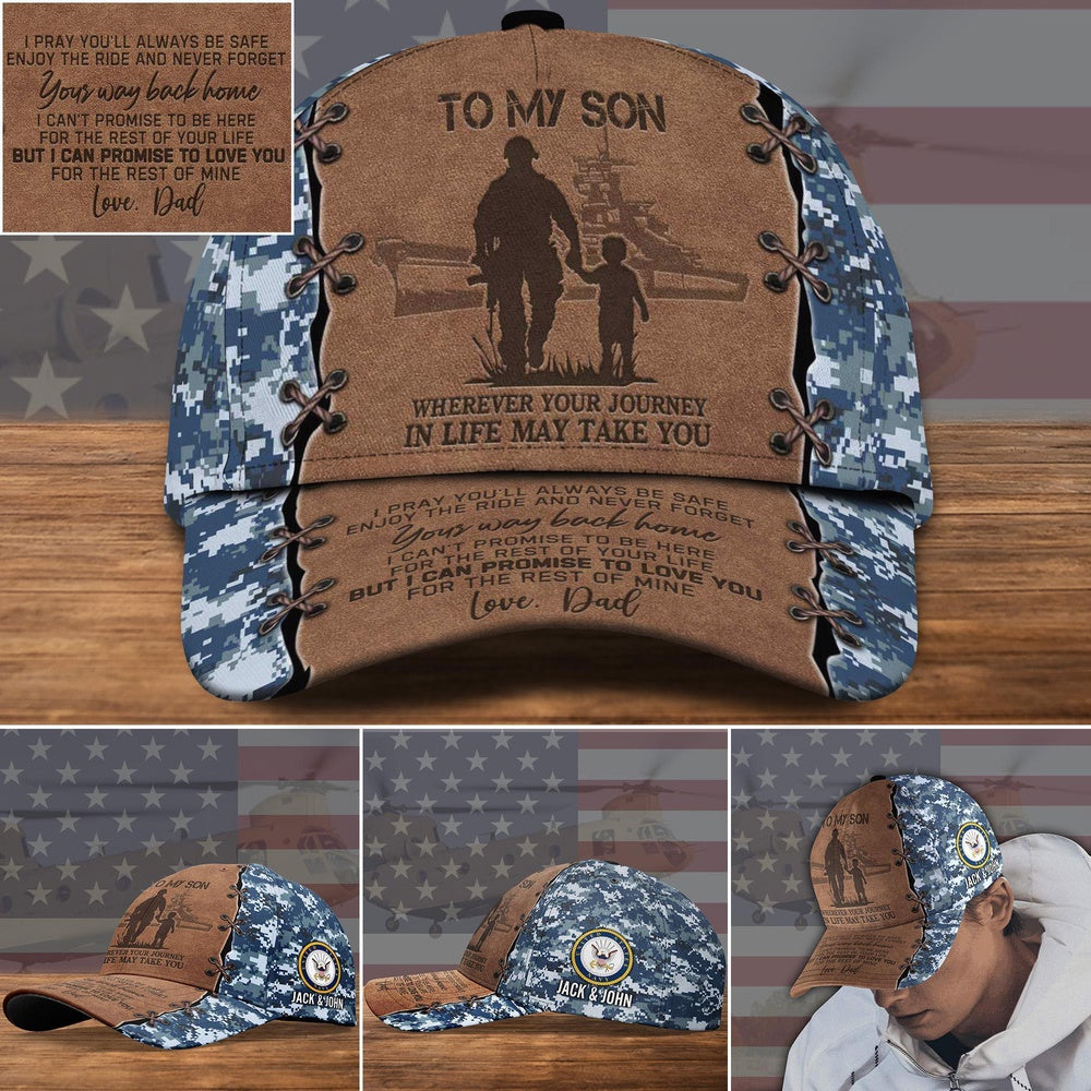 Us Navy Ball Caps, US Navy Military Veteran Hat Cap, To My Son Gifts Custom Cap Trucker Hats Custom Hats Gifts For Men & Women