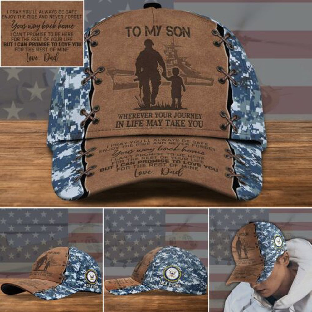 Us Navy Ball Caps, US Navy Military Veteran Hat Cap, To My Son Gifts Custom Cap Trucker Hats Custom Hats Gifts For Men & Women