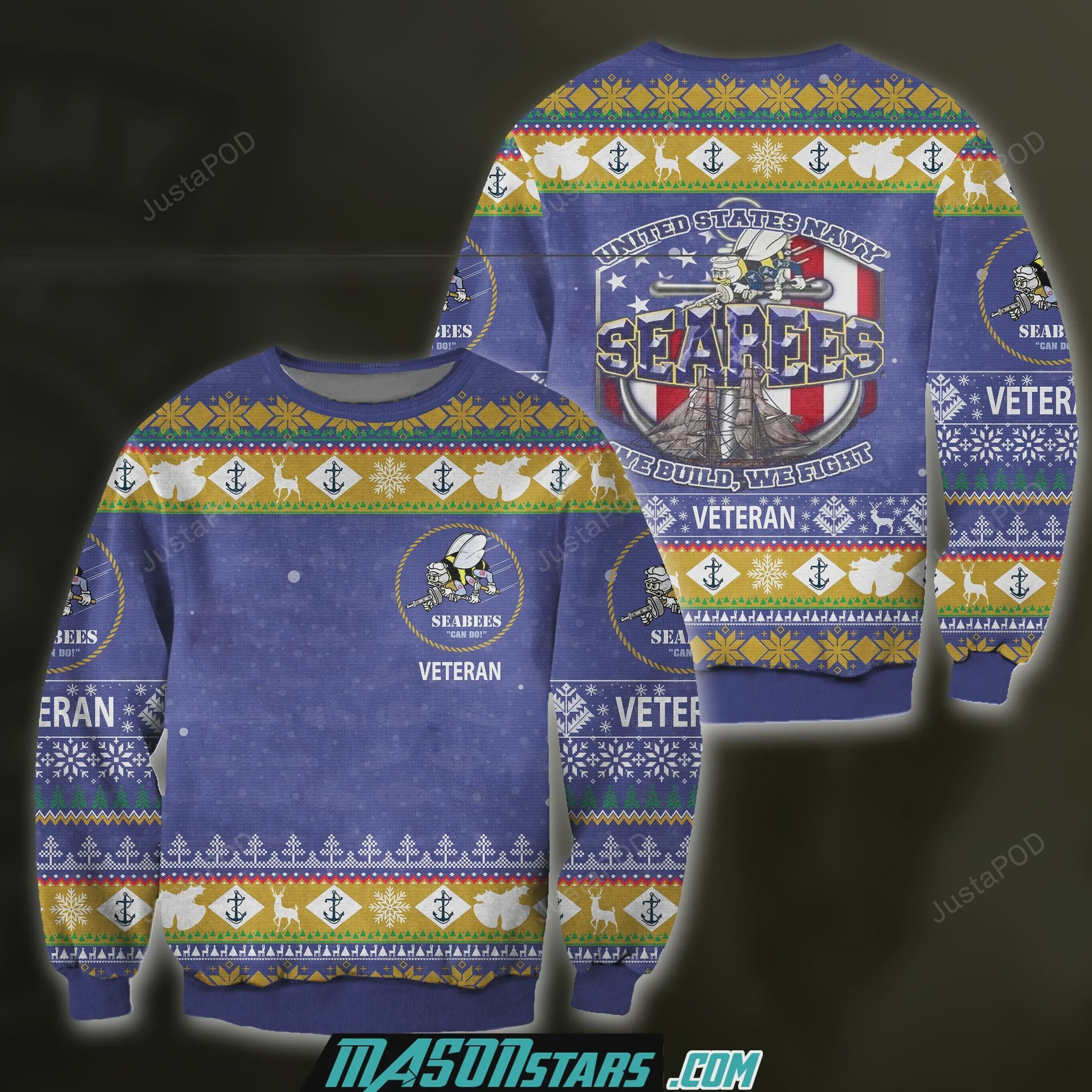 Us Navy Seabees Veteran Ugly Christmas Sweater Adult 3D Funny Matching for family