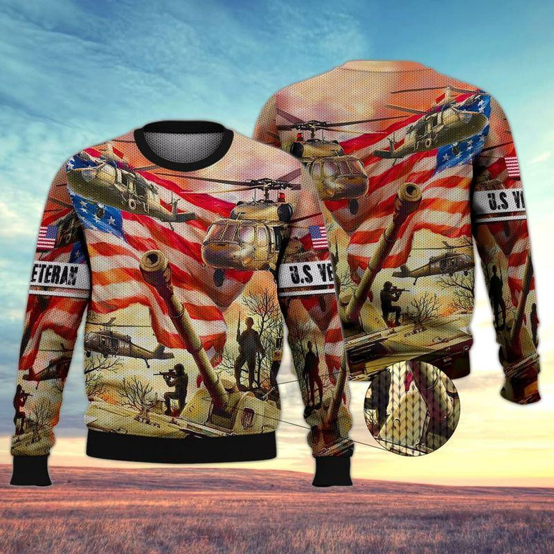 US Veteran Memory Ugly Christmas Sweater Adult 3D Funny Matching for family