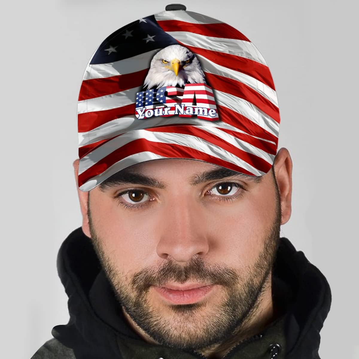 Usa America Flag Bald Eagle Custom Name All Over Print Baseball Cap - Christian Hats For Men Women Trucker Hats Custom Hats Gifts For Men & Women