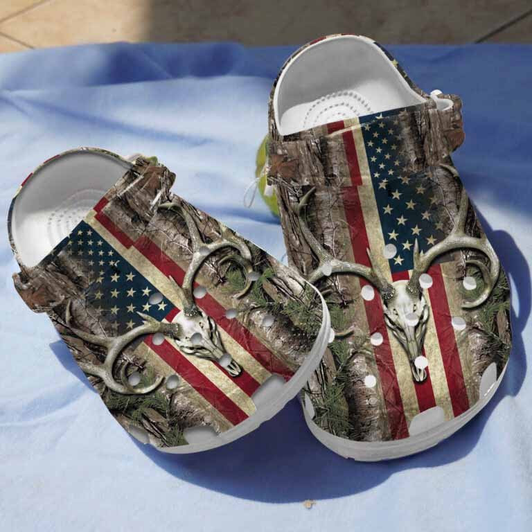 Usa Deer Hunting Clogs Shoes Gifts For Independence Day - Usdeer190