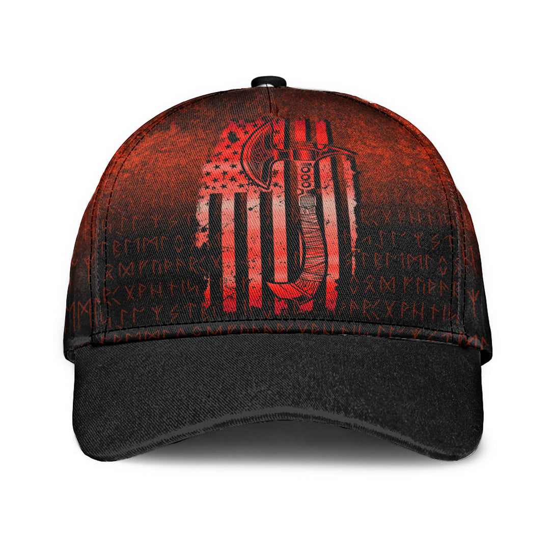 USA Flag Viking Cool American Norsemen - Red Version Classic Cap Trucker Hats Custom Hats Gifts For Men & Women