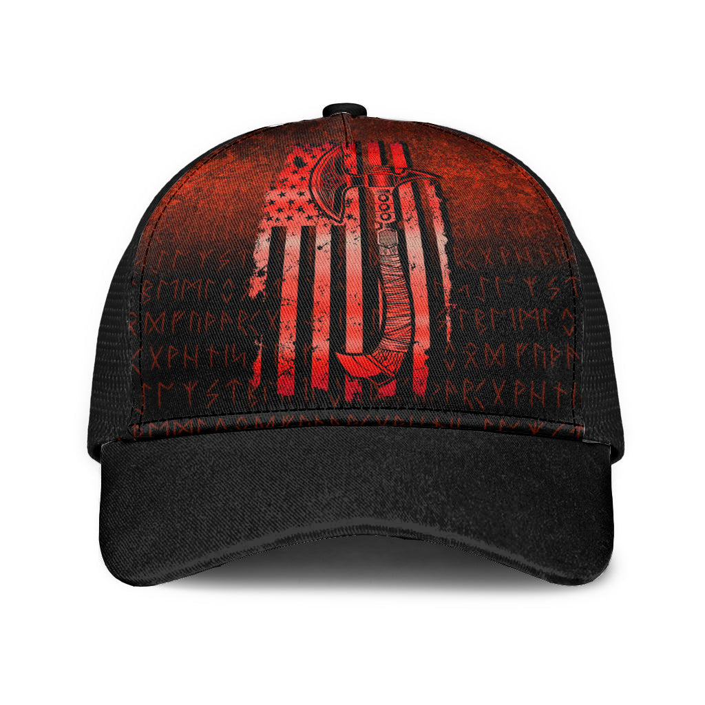 USA Flag Viking Cool American Norsemen - Red Version Mesh Back Cap Trucker Hats Custom Hats Gifts For Men & Women
