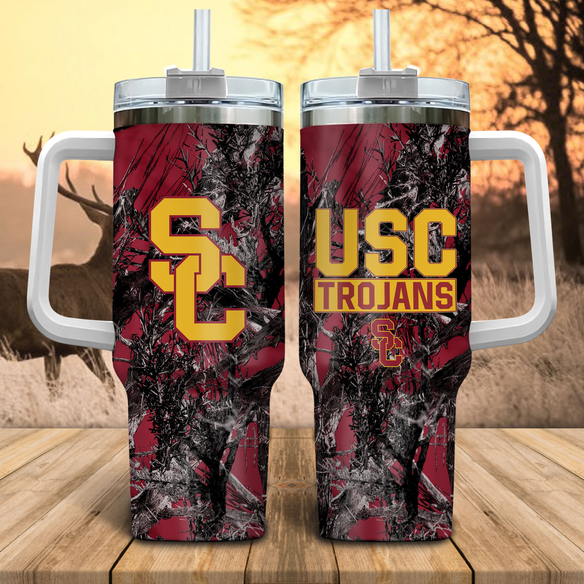 USC Trojans NCAA Hunting Custom Stanley Cup 40 oz 30 oz Tumbler With HandleTVC230116