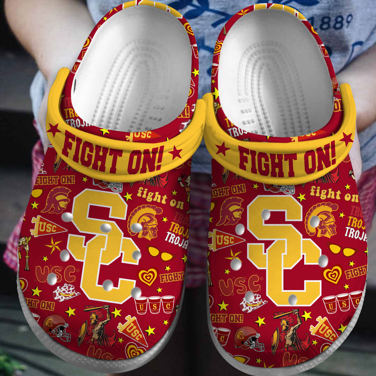 USC Trojans NCAA Sport Crocs Crocband Clogs Shoes Comfortable For Men Women and Kids