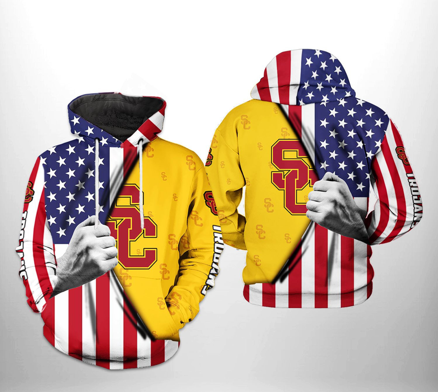 USC Trojans NCAA US Flag 3D All Over Print Hoodie, Zip Hoodie
