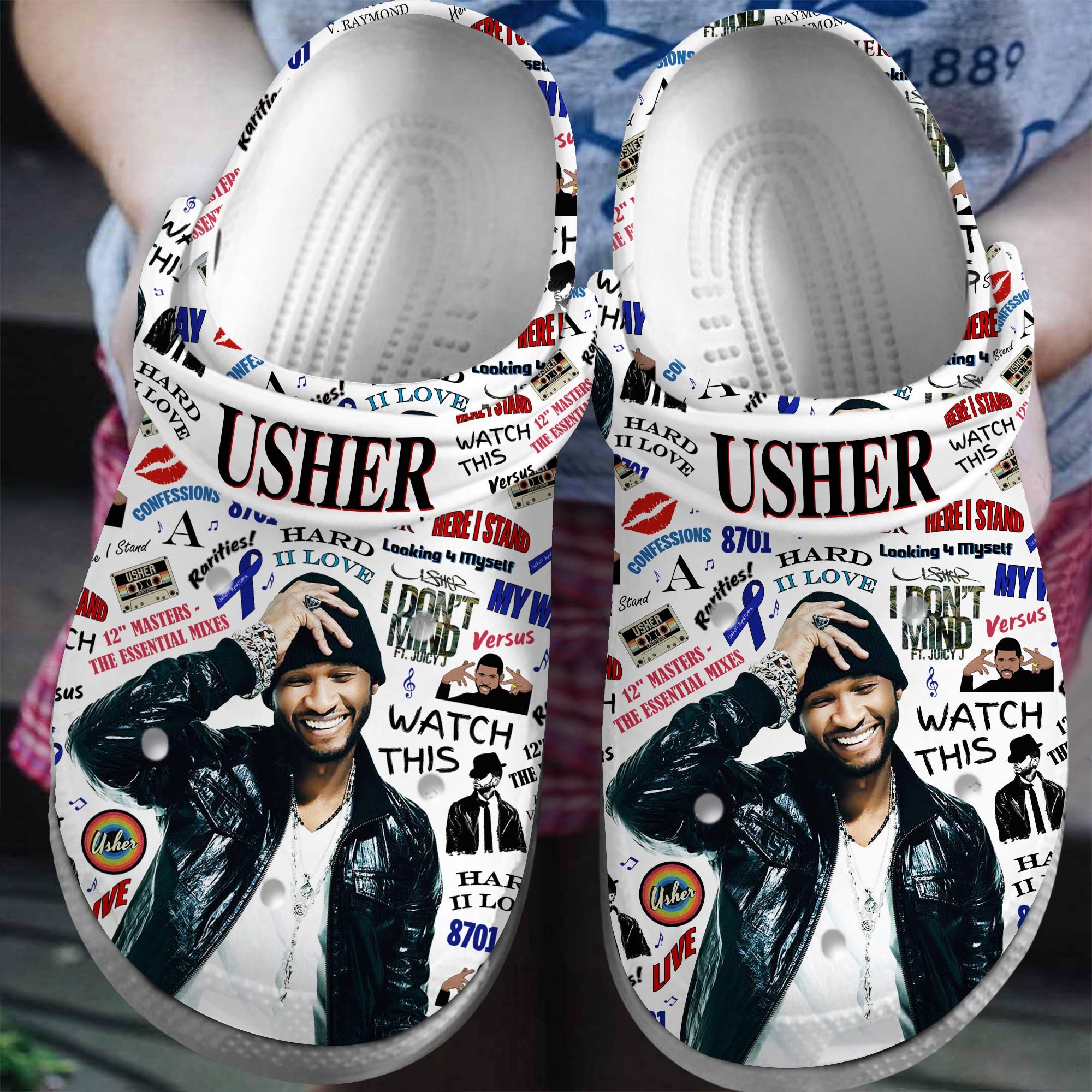 Usher Singer Music Crocs Crocband Clogs Shoes Comfortable For Men Women and Kids