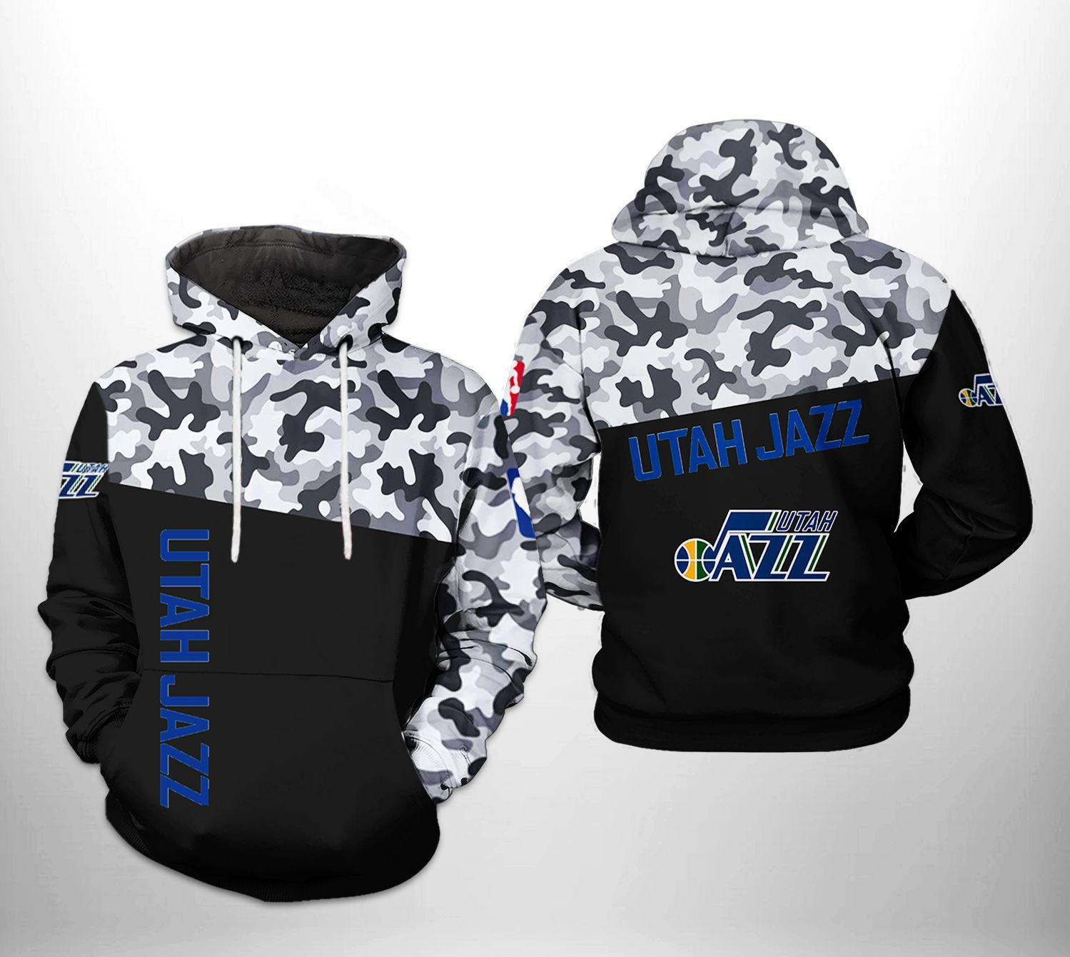 Utah Jazz NBA Camo Veteran Team 3D All Over Print Hoodie, Zip Hoodie