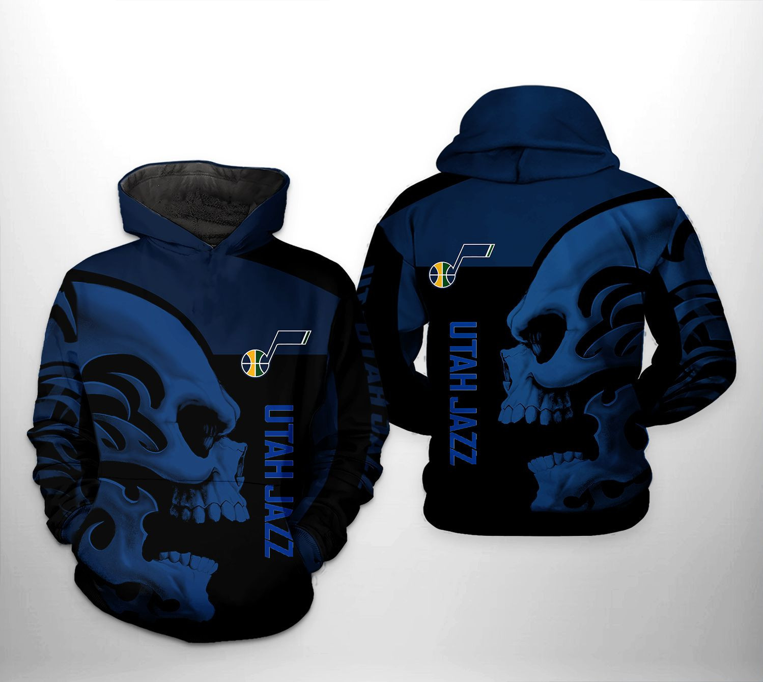 Utah Jazz NBA Skull Team 3D All Over Print Hoodie, Zip Hoodie
