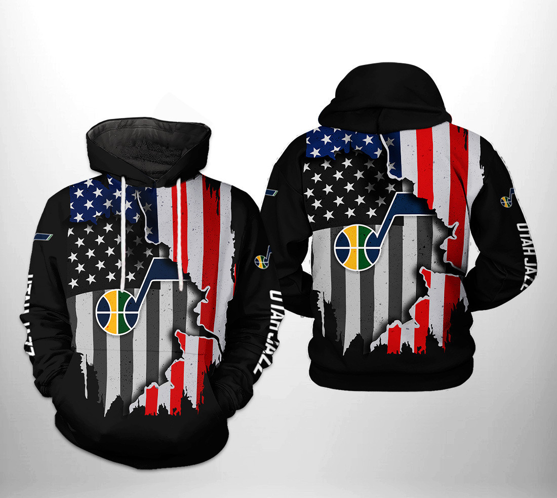 Utah Jazz NBA US Flag Team 3D All Over Print Hoodie, Zip Hoodie