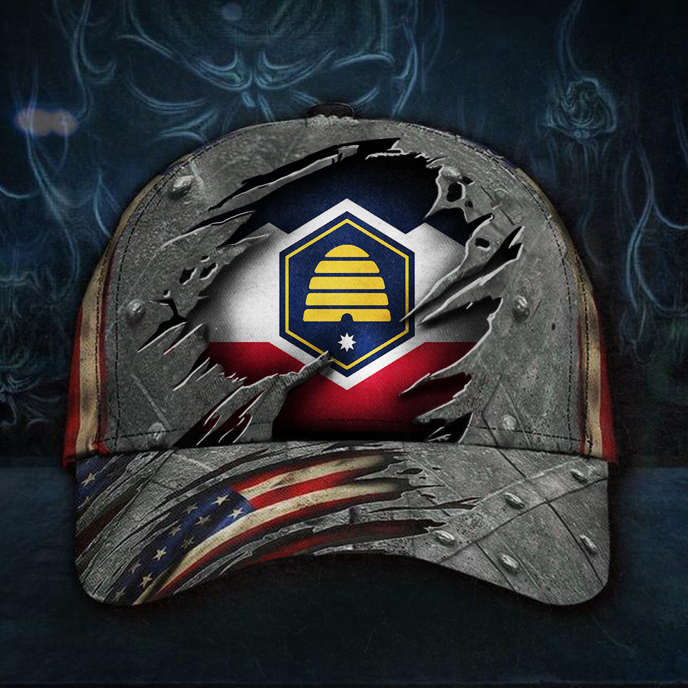 Utah New Flag Hat Vintage American Flag New Utah State Flag Redesign 2022 Cap Trucker Hats Custom Hats Gifts For Men & Women