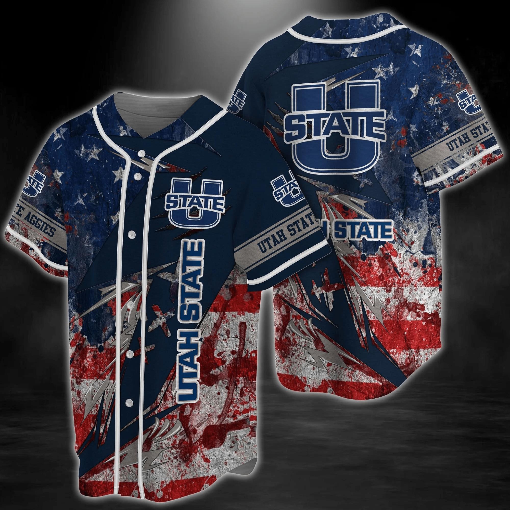 Utah State Aggies Ncaa Baseball Jersey Shirt Us Flag