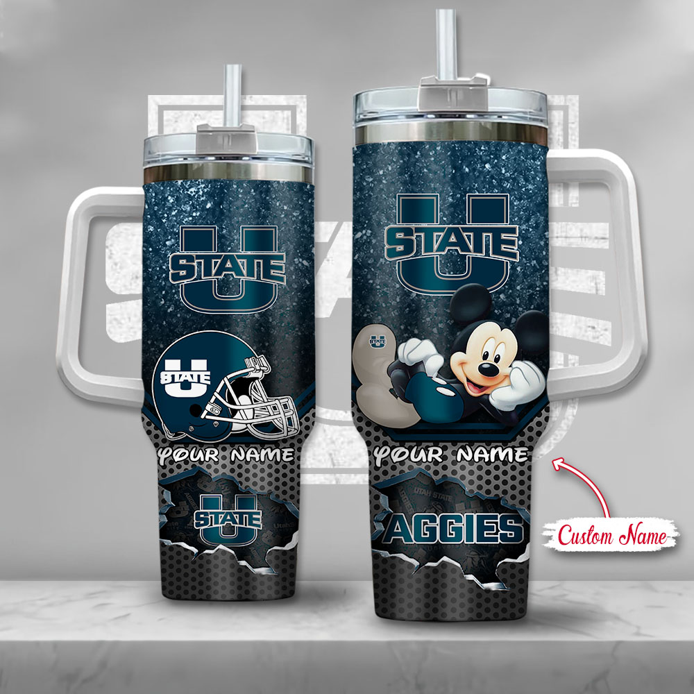 Utah State Aggies NCAA Mickey Mouse Custom Stanley Cup 40 oz 30 oz Tumbler With HandleTVC230123