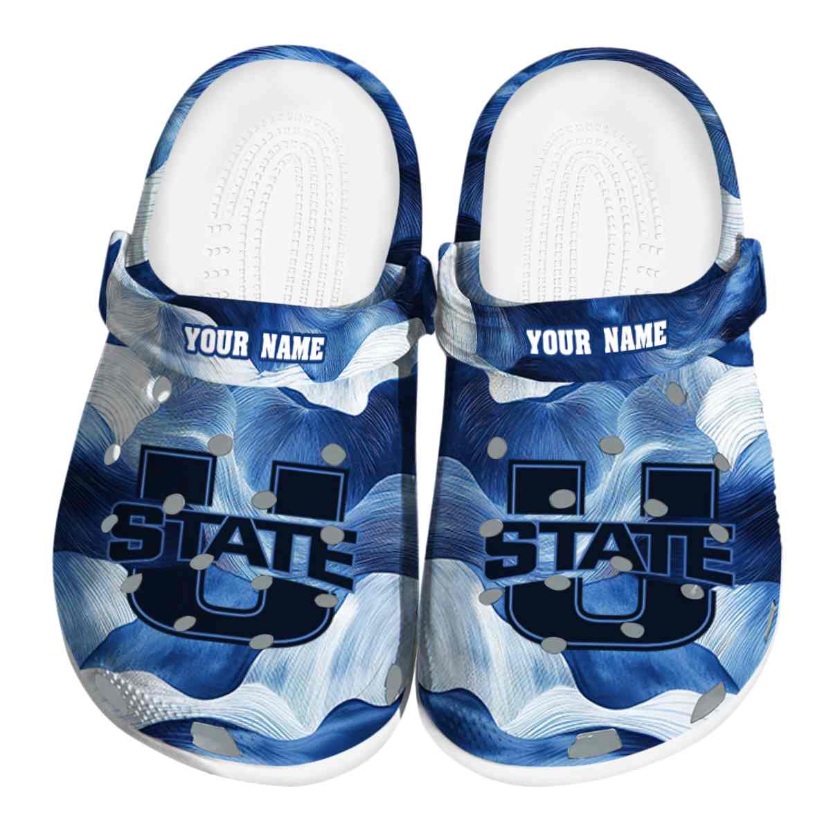 Utah State Aggies NCAA Sport Crocs Crocband Clogs Shoes Comfortable For Men Women and Kids
