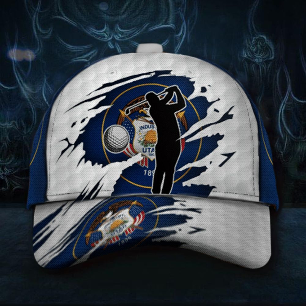 Utah State Flag Golfer Cap Industry Utah 1896 Golf Hat Good Gifts For Best Friend Trucker Hats Custom Hats Gifts For Men & Women