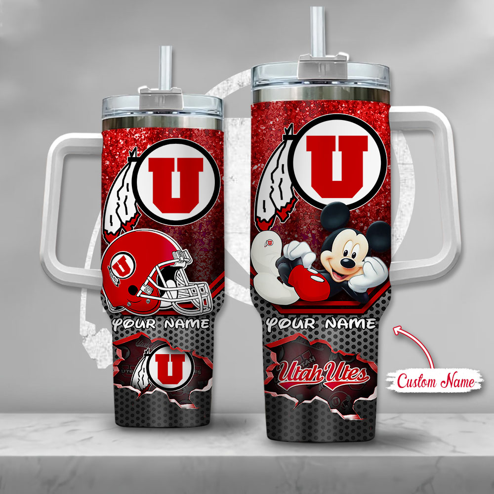 Utah Utes NCAA Mickey Mouse Custom Stanley Cup 40 oz 30 oz Tumbler With HandleTVC230123