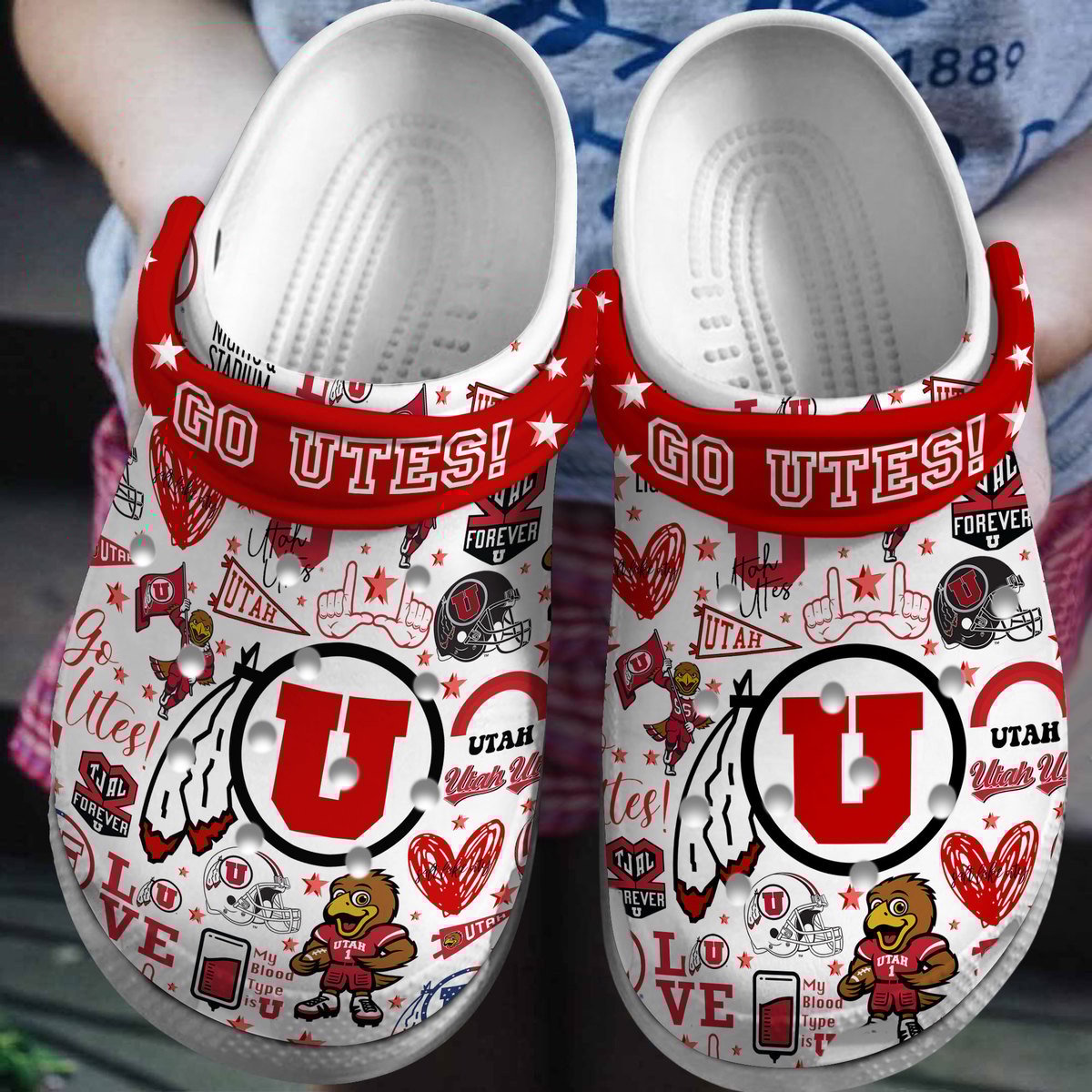 Utah Utes NCAA Sport Crocs Crocband Clogs Shoes Comfortable For Men Women and Kids