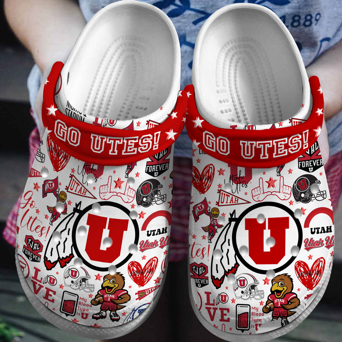 Utah Utes NCAA Sport Crocs Crocband Clogs Shoes Comfortable For Men Women and Kids