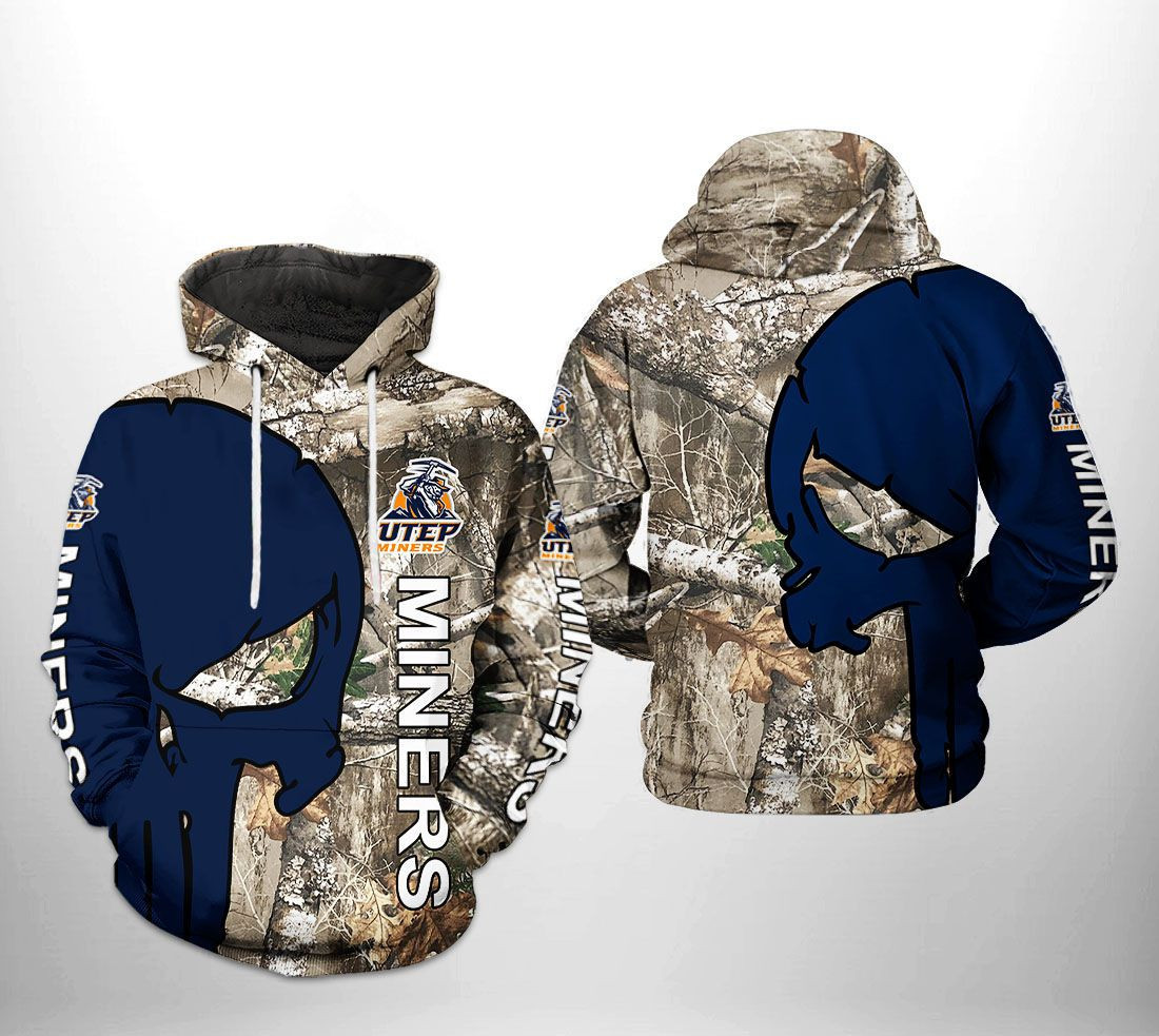 UTEP Miners NCAA Camo Veteran Hunting 3D All Over Print Hoodie, Zip Hoodie