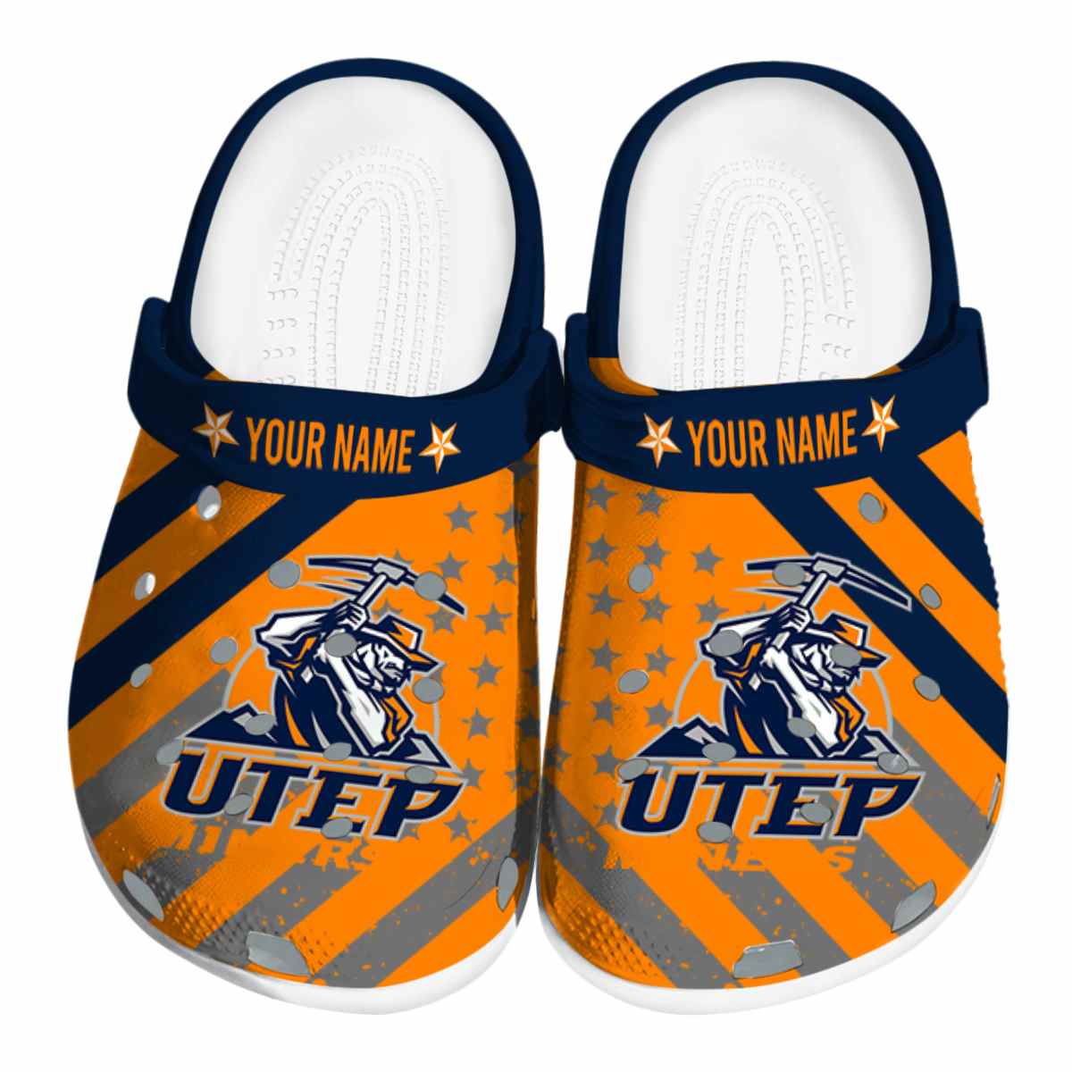 UTEP Miners NCAA Sport Crocs Crocband Clogs Shoes Comfortable For Men Women and Kids