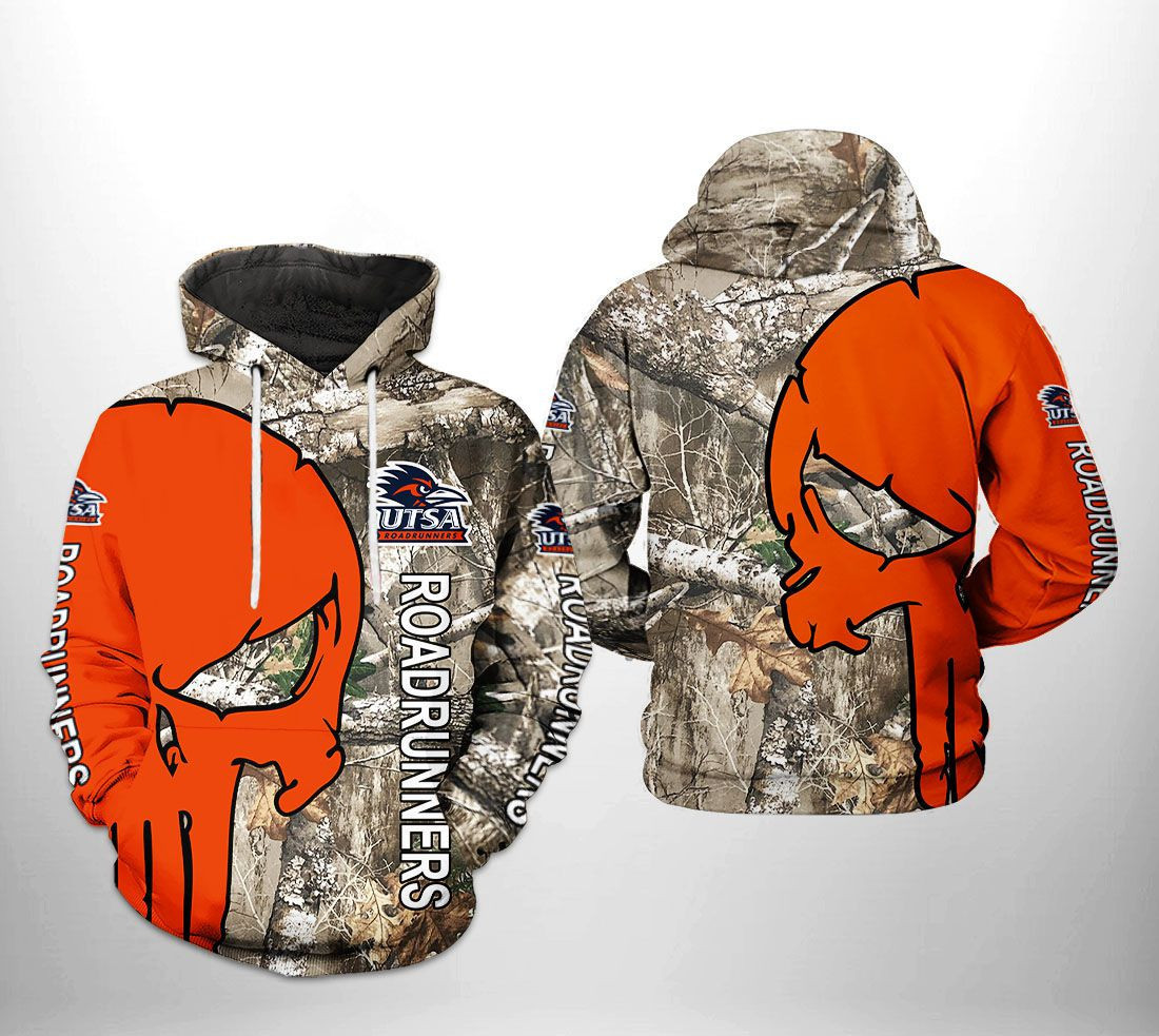 UTSA Roadrunners NCAA Camo Veteran Hunting 3D All Over Print Hoodie, Zip Hoodie