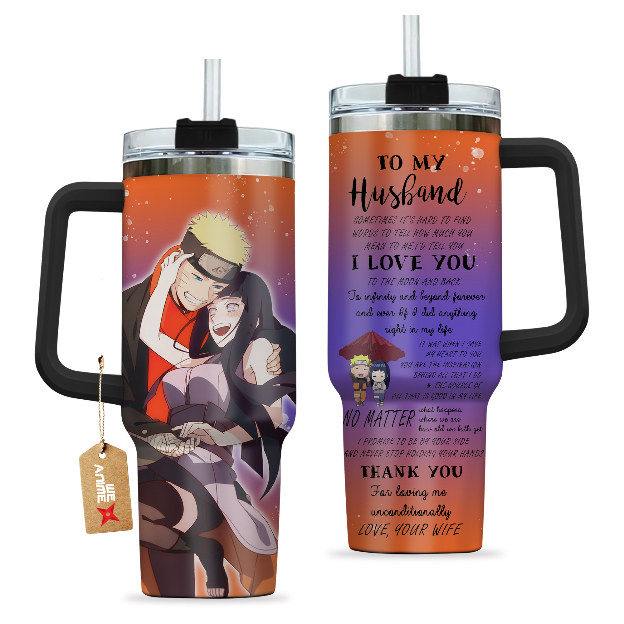 Uzumaki & Hinata Hyuga Naruto Anime Valentine Custom Stanley Cup 40 oz 30 oz Tumbler With HandleTVC2301168 - Image 2