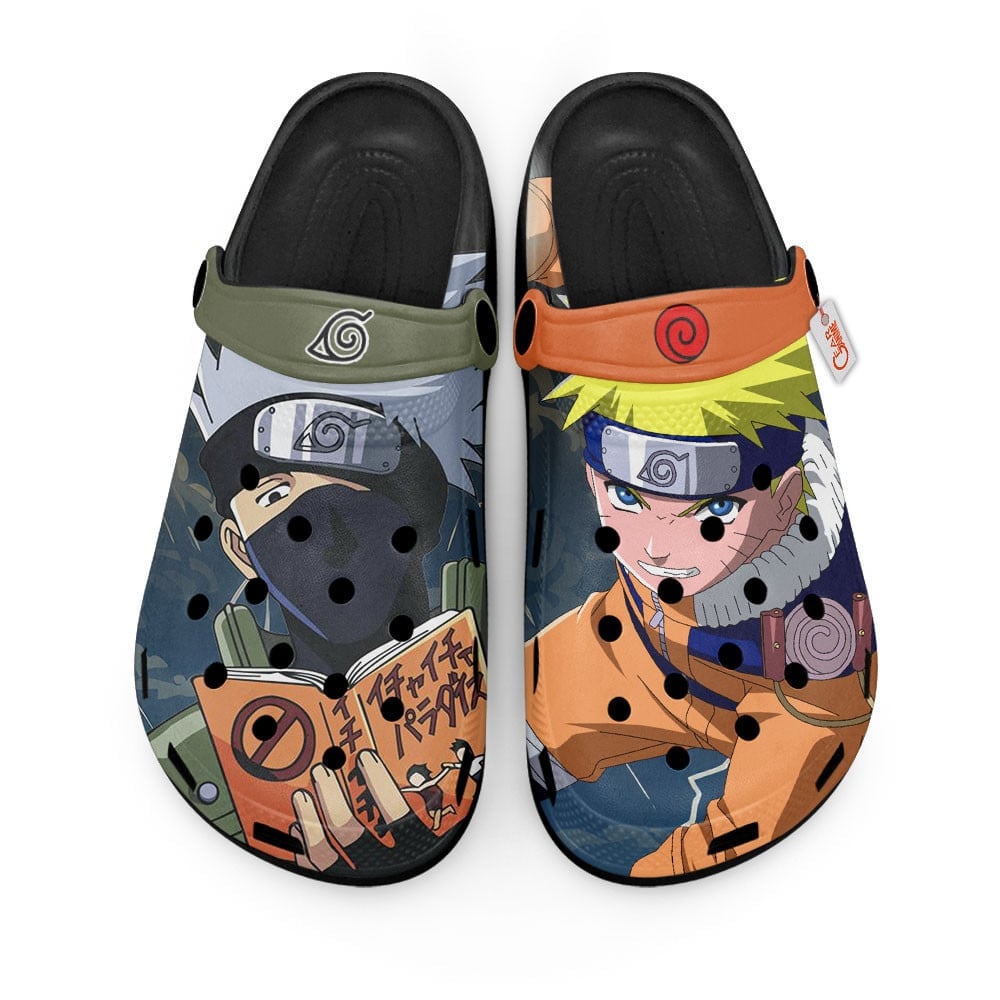 Uzumaki Naruto and Hatake Kakashi Naruto Shippuden Anime Crocs Crocband Clogs Shoes Comfortable For Men Women and Kids