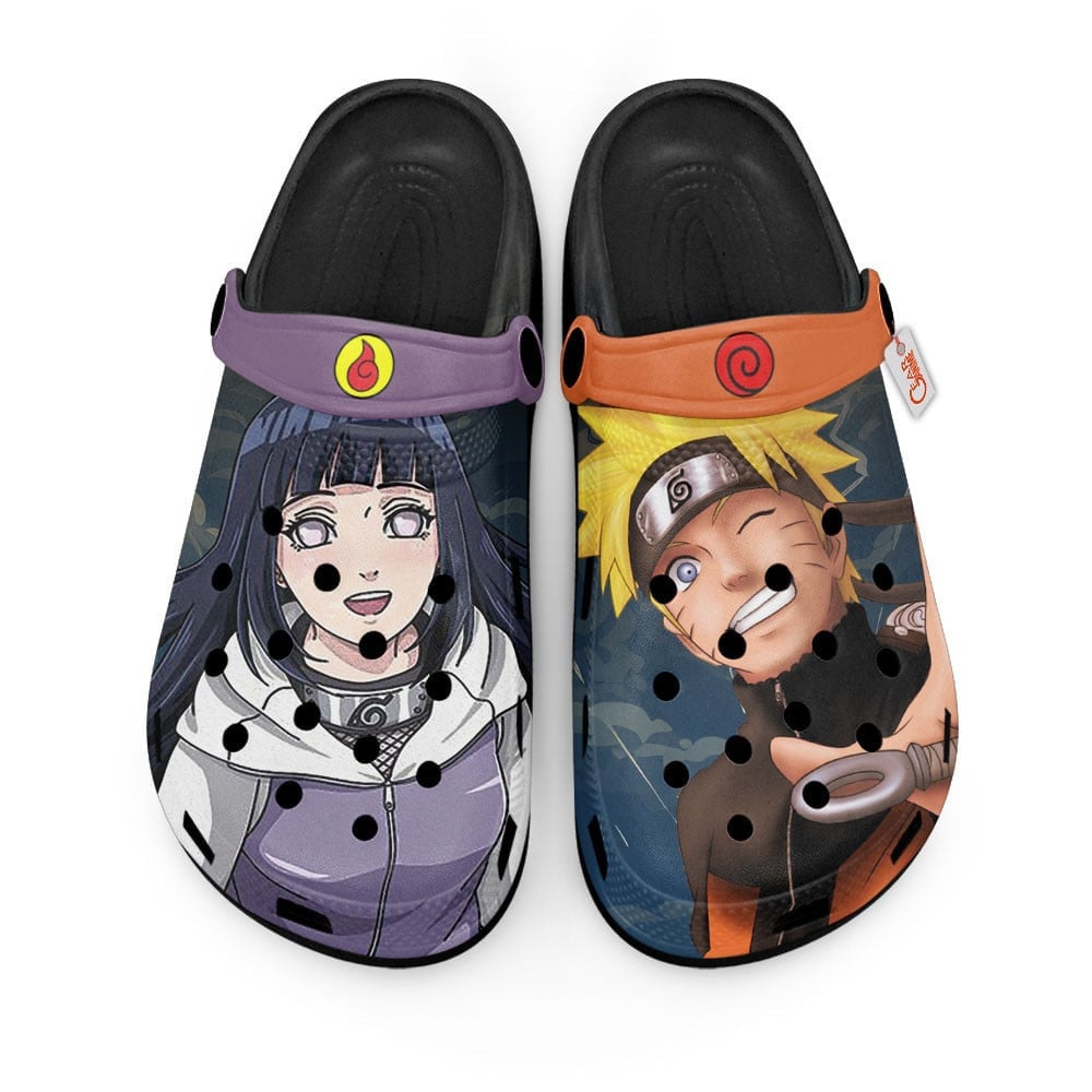 Uzumaki Naruto and Hinata Hyuga Naruto Shippuden Anime Crocs Crocband Clogs Shoes Comfortable For Men Women and Kids
