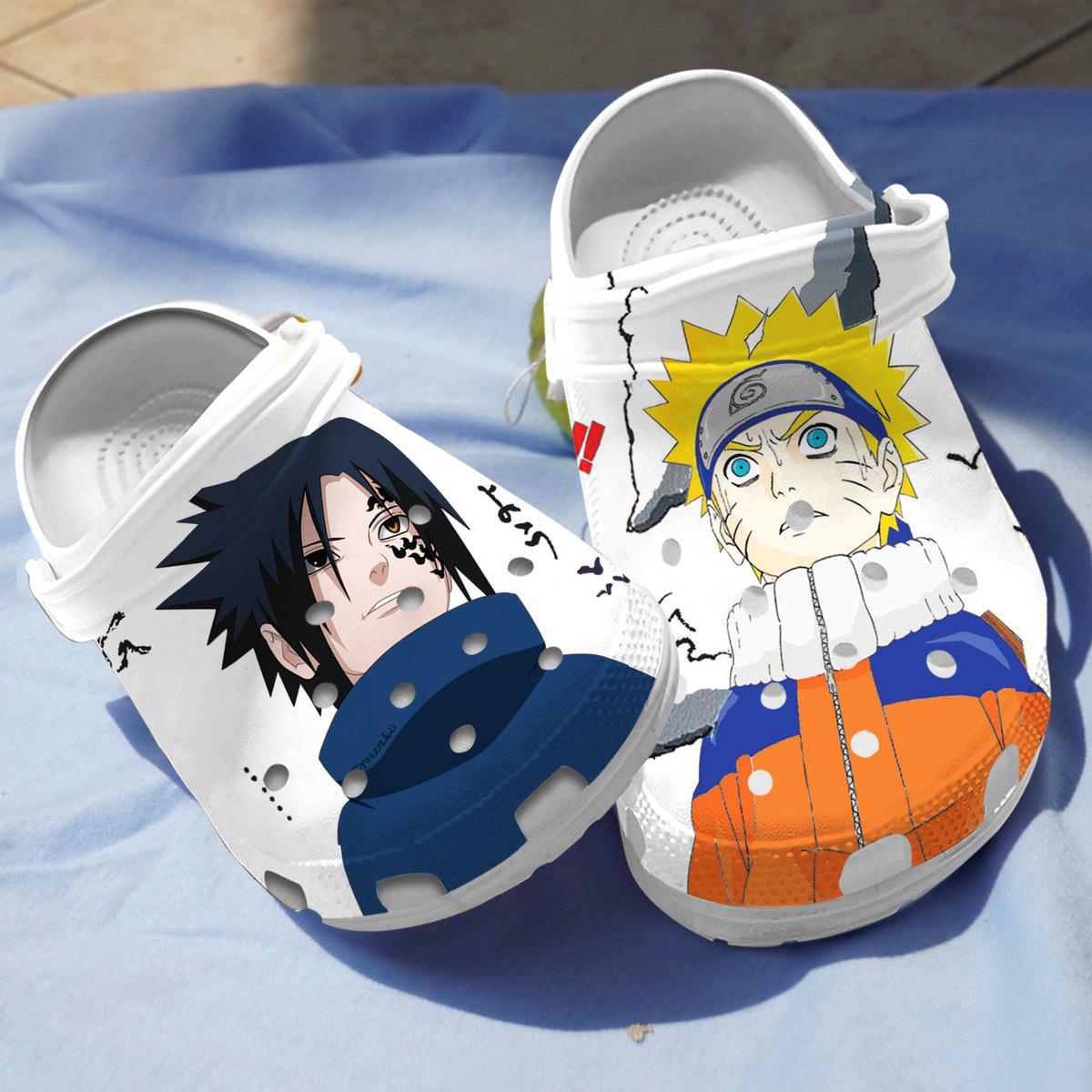 Uzumaki Naruto vs Uchiha Sasuke Naruto Anime Crocs Crocband Clogs Shoes Comfortable For Men Women and Kids