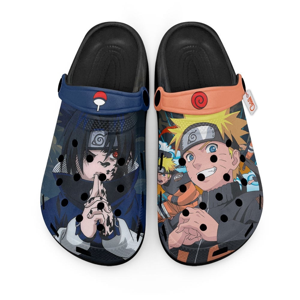 Uzumaki Naruto vs Uchiha Sasuke Naruto Shippuden Anime Crocs Crocband Clogs Shoes Comfortable For Men Women and Kids