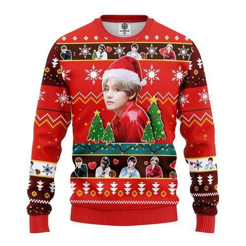 V Bts Ugly Christmas Sweater Adult 3D Funny Matching for family