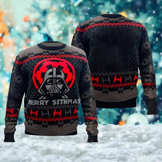 Vader Character Movie Ugly Christmas Sweater - Image 3
