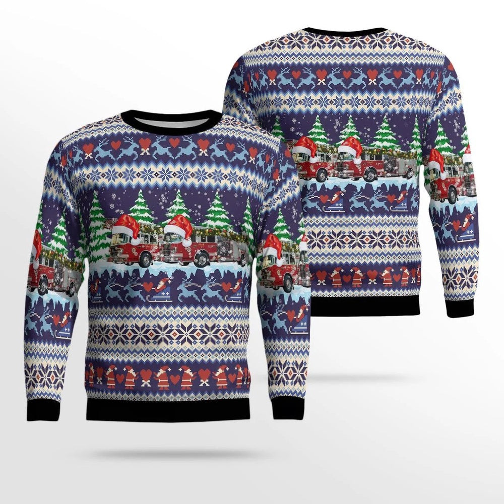 Vagedes Ave Fresno California Fresno Fire Department Station 9 Christmas AOP Ugly Sweater Gift For Christmas
