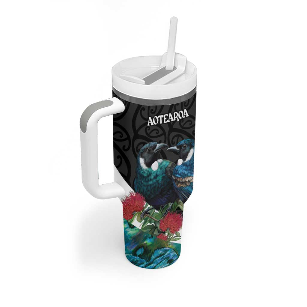 Valentine’s Day New Zealand Tui Bird Couple Kowhaiwhai Mix Pohutukawa Custom Stanley Cup 40 oz 30 oz Tumbler With HandleTVC2301317 - Image 3