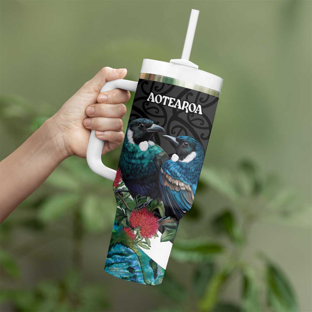 Valentine’s Day New Zealand Tui Bird Couple Kowhaiwhai Mix Pohutukawa Custom Stanley Cup 40 oz 30 oz Tumbler With HandleTVC2301317 - Image 4