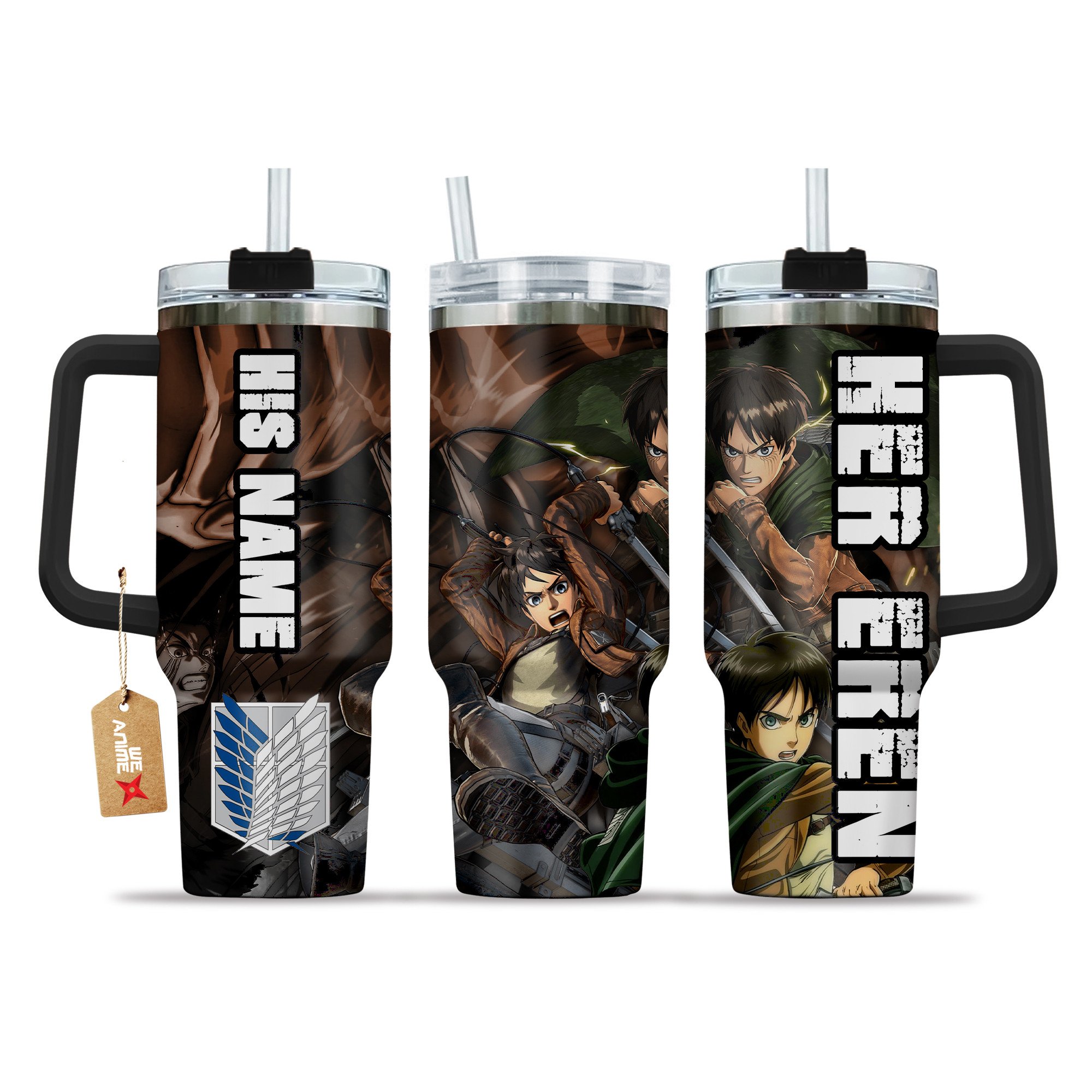 Valentine Her Eren Yeager Attack on Titan Anime Custom Stanley Cup 40 oz 30 oz Tumbler With HandleTVC2301210